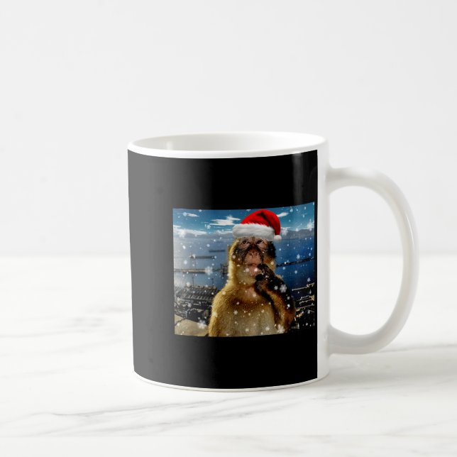 Caneca De Café Christmas Thinking Monkey Meme Brainrot Xmas Gift  (Direita)
