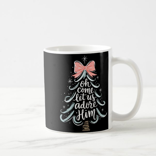 Caneca De Café Christmas Tree Oh Come Let Jesus Us Adore Him Coqu (Direita)