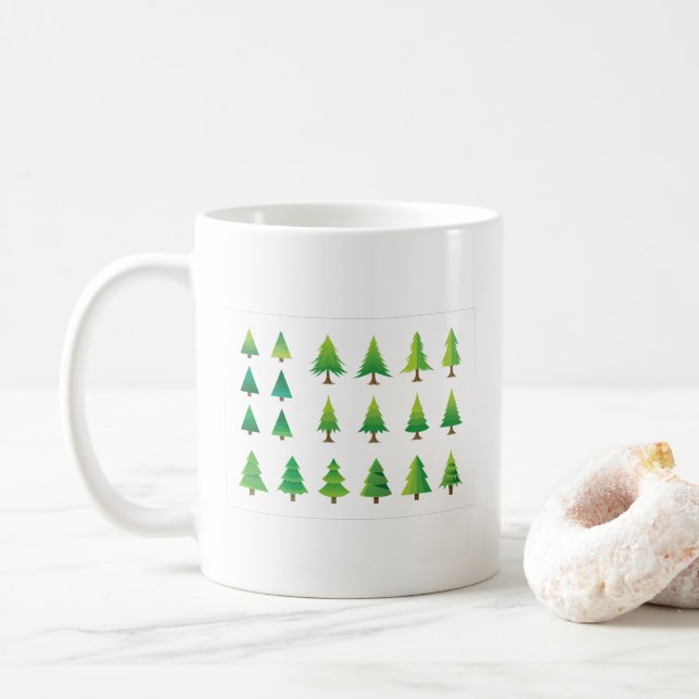 Caneca De Café Christmas Trees Set | Festive Xmas Holiday (Com Donut)