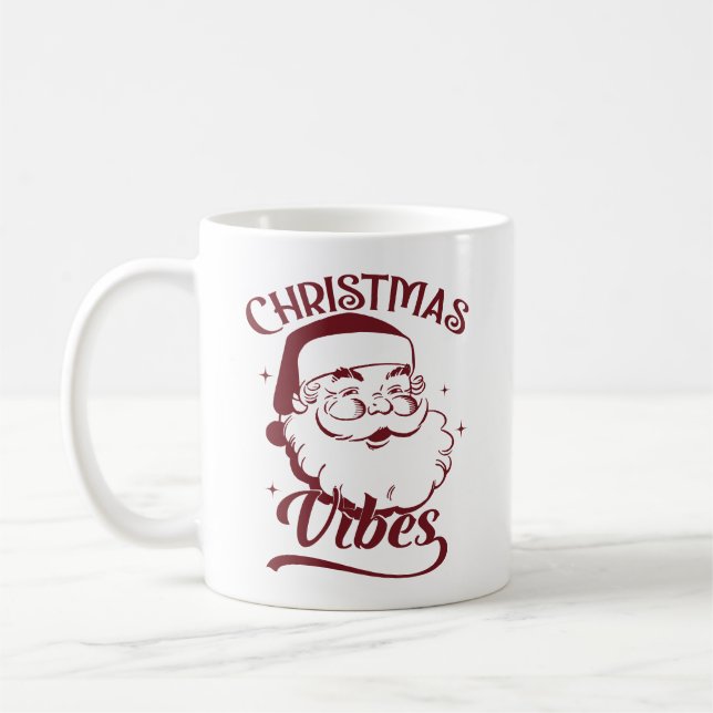 Caneca De Café Christmas Vibes Vintage Design (Esquerda)