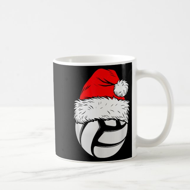 Caneca De Café Christmas Volleyball Ball Santa Hat Xmas Matching  (Direita)
