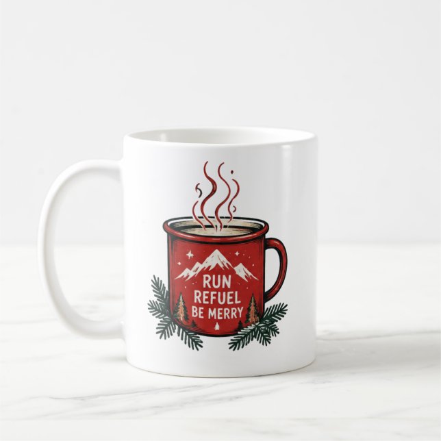 Caneca De Café Christmas Wreath Monogram Mug (Esquerda)
