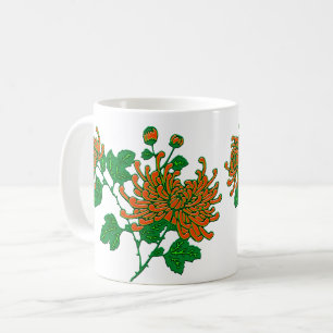 Caneca De Café Chrysanthemum de Aranha Chinesa em Laranja-mandari