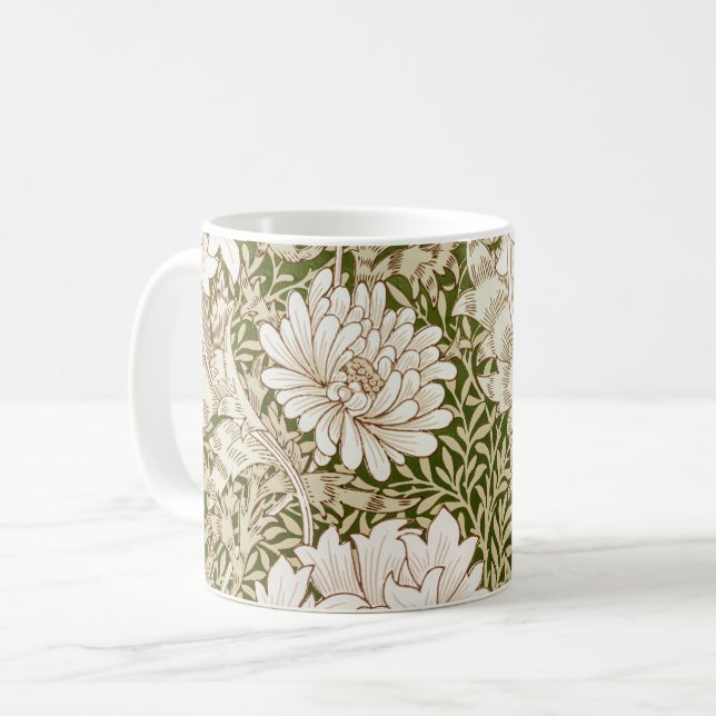 Caneca De Café Chrysanthemum Dourado, William Morris (Frente Esquerda)