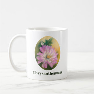 Caneca De Café Chrysanthemum Pink e Cream Pastel Floral