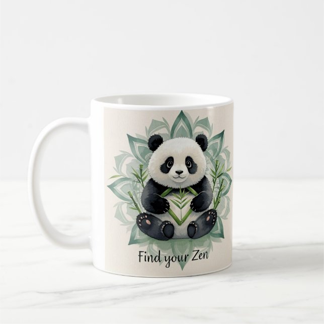 Caneca De Café Chubby panda sentado num lótus possifica Zen (Esquerda)