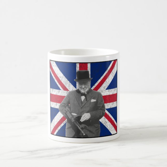 Caneca De Café Churchill que levanta com a bandeira britânica (Centro)
