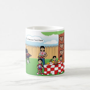 Caneca De Café Churrasco da família personalizada, Mãe Solteiro, 