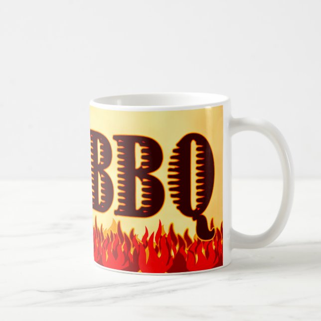 Caneca De Café Churrasco de Chamas Vermelhas Dizendo Mug (Direita)