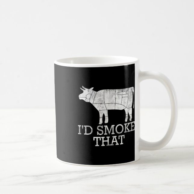 Caneca De Café Churrasco Engraçado Fumar Carne Grelha De Bife Fum (Direita)