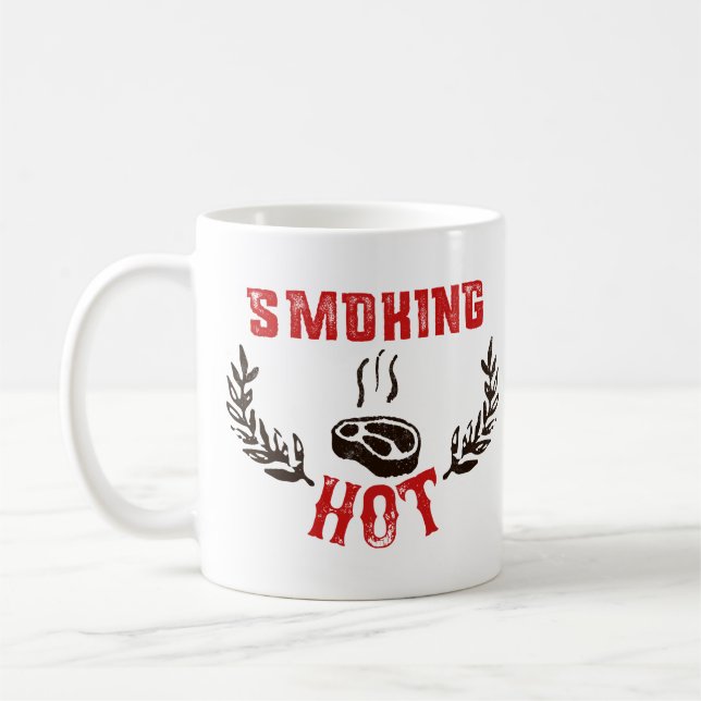 Caneca De Café CHURRASCO, Fumaça e Grill - Fumante Quente (Esquerda)