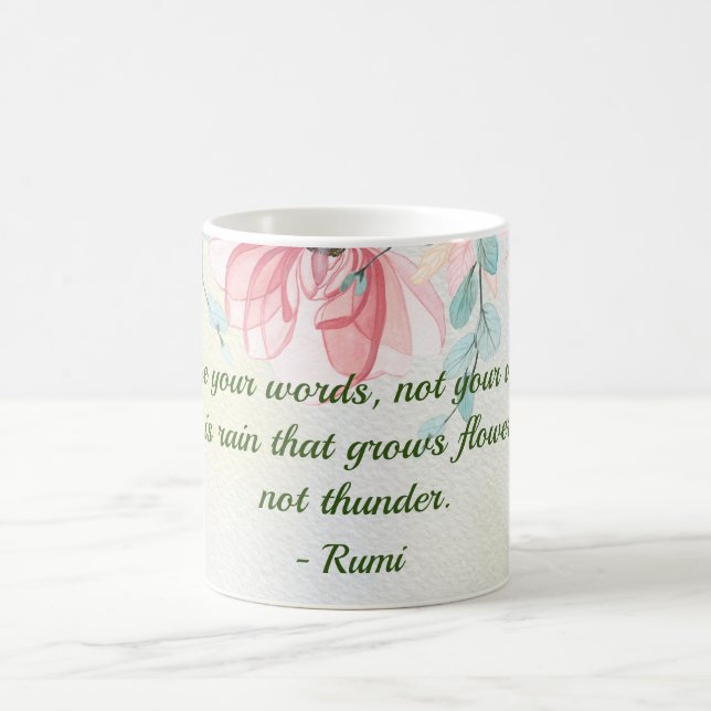 Caneca De Café Chuva Cresce Flores Rumi Citação (Centro)