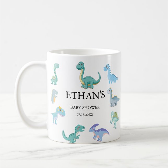 Caneca De Café Chuva de Bebê Dinossauro Elegante Branco (Esquerda)
