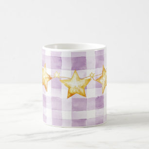 Caneca De Café Chuva de Bebê Listras Brancas Roxas Estrelas Doura