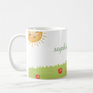 Caneca De Café Chuva de Bebê Pomar de Maçã em Aquarela