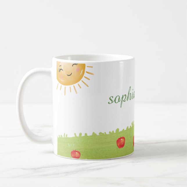 Caneca De Café Chuva de Bebê Pomar de Maçã em Aquarela (Esquerda)