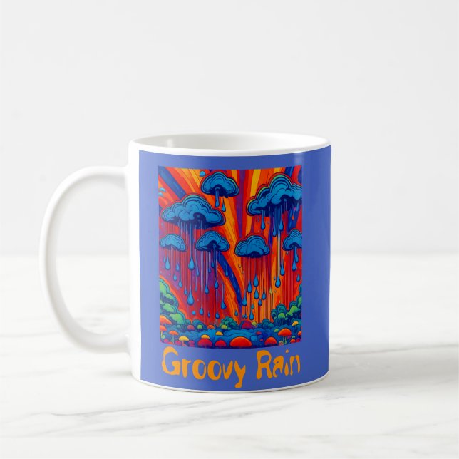 Caneca De Café Chuva Groovy Estilo Retrô (Esquerda)