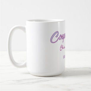 Caneca De Café chuveiro de casal nome data cinza moderno simples