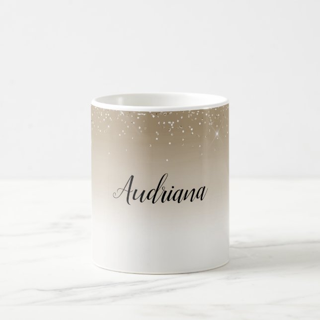 Caneca De Café Chuveiro de Noiva Brilho Dourado Creme (Centro)