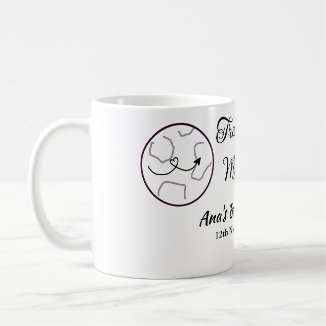 Caneca De Café Chuveiro de viagem adicionar nome data senhorita p (Esquerda)