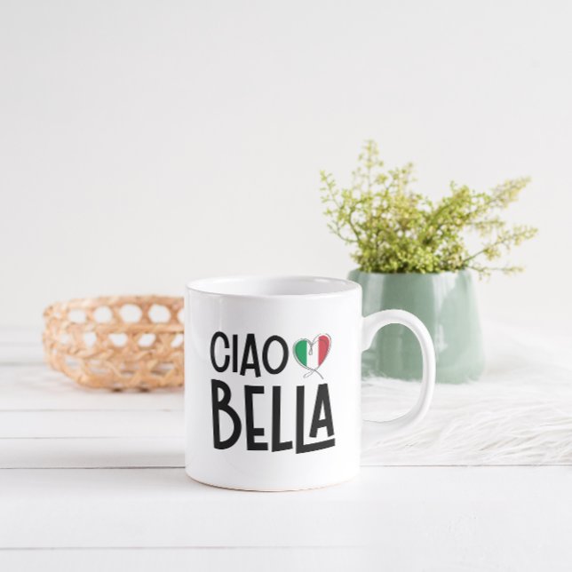 Caneca De Café Ciao Bella - Coração da Bandeira italiana (Criador carregado)