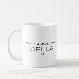Caneca De Café Ciao Bella - Tipografia com coração italiano