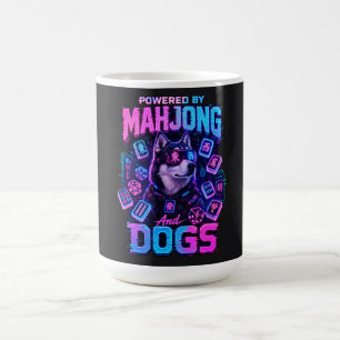 Caneca De Café Ciberpunk Husky Neon Mahjong Amante de Cães para J