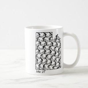 Caneca De Café Ciclismo Minimalista Mapa do Estado de Utah Mounta