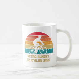 Caneca De Café Ciclismo Retro Pôr do Sol Triatlo Personalizado
