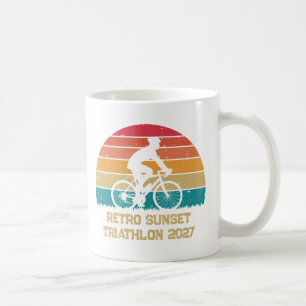 Caneca De Café Ciclismo Retro Pôr do Sol Triatlo Personalizado