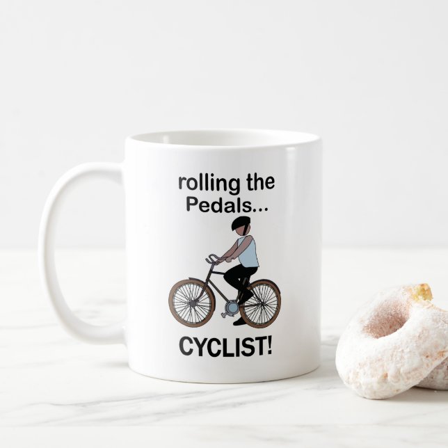 Caneca De Café Ciclista Andando de Bicicleta (Com Donut)