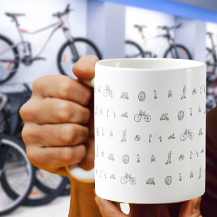 Caneca De Café Ciclista em Bicicletas Engraçados Desenho Humor de