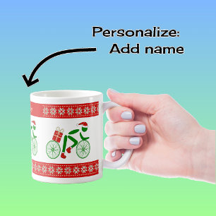 Caneca De Café Ciclistas de natal de nome personalizado