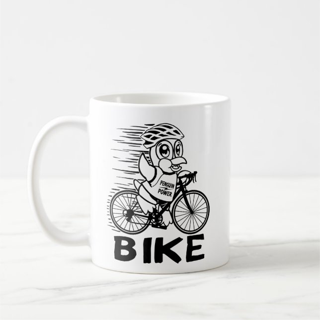 Caneca De Café Ciclo de Bicicleta de Pinguim (Esquerda)