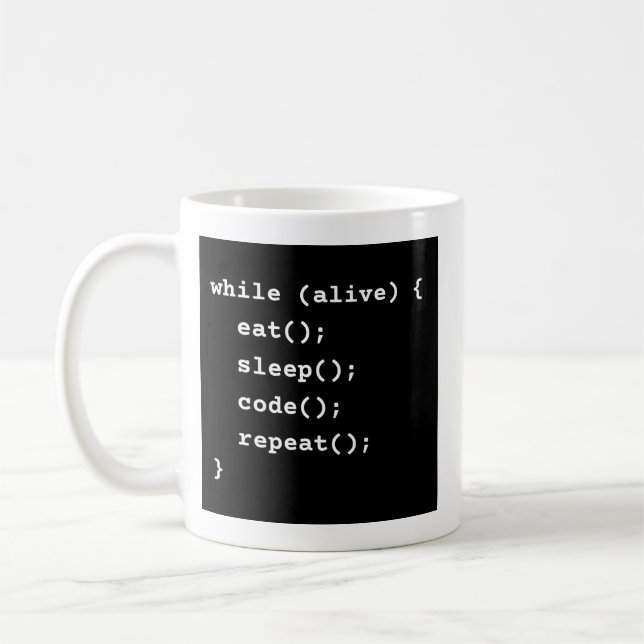 Caneca De Café Ciclo de Vida do Programador (loop while) (Esquerda)