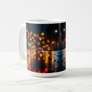 Caneca De Café Cidade à Meia-Noite Bokeh