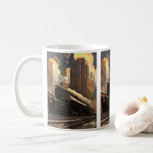 Caneca De Café Cidade Antiga, Trem Duplex T1 em Trilhos de Trem
