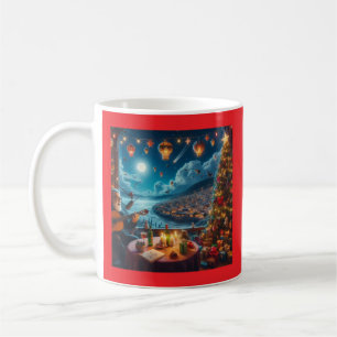 Caneca De Café Cidade Costeira do Acionista Festivo Feliz Navidad
