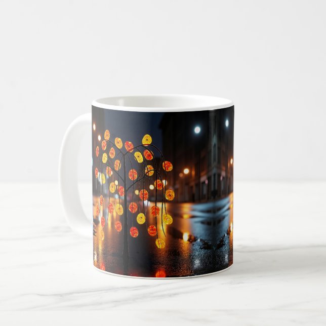 Caneca De Café Cidade das Luzes de Neon (Frente Esquerda)