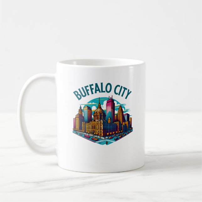 Caneca De Café Cidade de Búfalo Nova York EUA (Esquerda)
