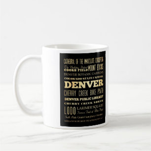 Caneca De Café Cidade de Denver da arte da tipografia do estado