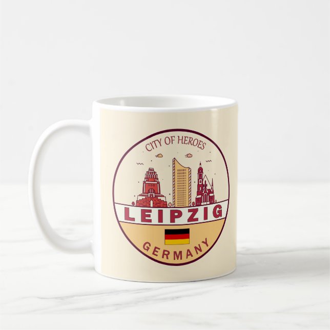 Caneca De Café Cidade de Leipzig, Alemanha, Skyline Emblem (Esquerda)