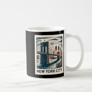 Caneca De Café Cidade de Nova York Ponte de Brooklyn Bold Retro H