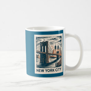Caneca De Café Cidade de Nova York Ponte de Brooklyn Bold Retro S