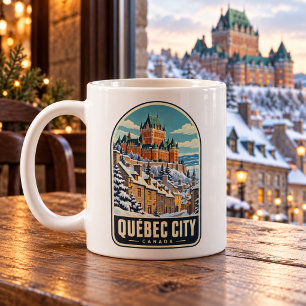 Caneca De Café Cidade de Quebec Canadá Inverno Vintage