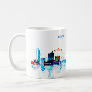 Caneca De Café Cidade de Viena, Áustria, aguarela, paisagem, si