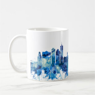 Caneca De Café Cidade do Cabo África do Sul Azul Skyline