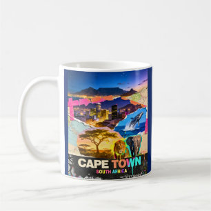 Caneca De Café Cidade do Cabo África do Sul Colagem Safari Montan
