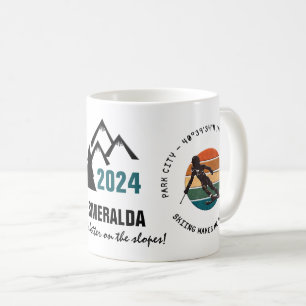 Caneca De Café Cidade do Parque de Esqui, Utah - Esquiadora de Mu