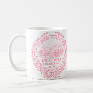 Caneca De Café Cidade do vintage do selo de Boston, cor-de-rosa